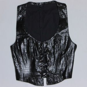 Bebe Black Leather Lace Vest 8
